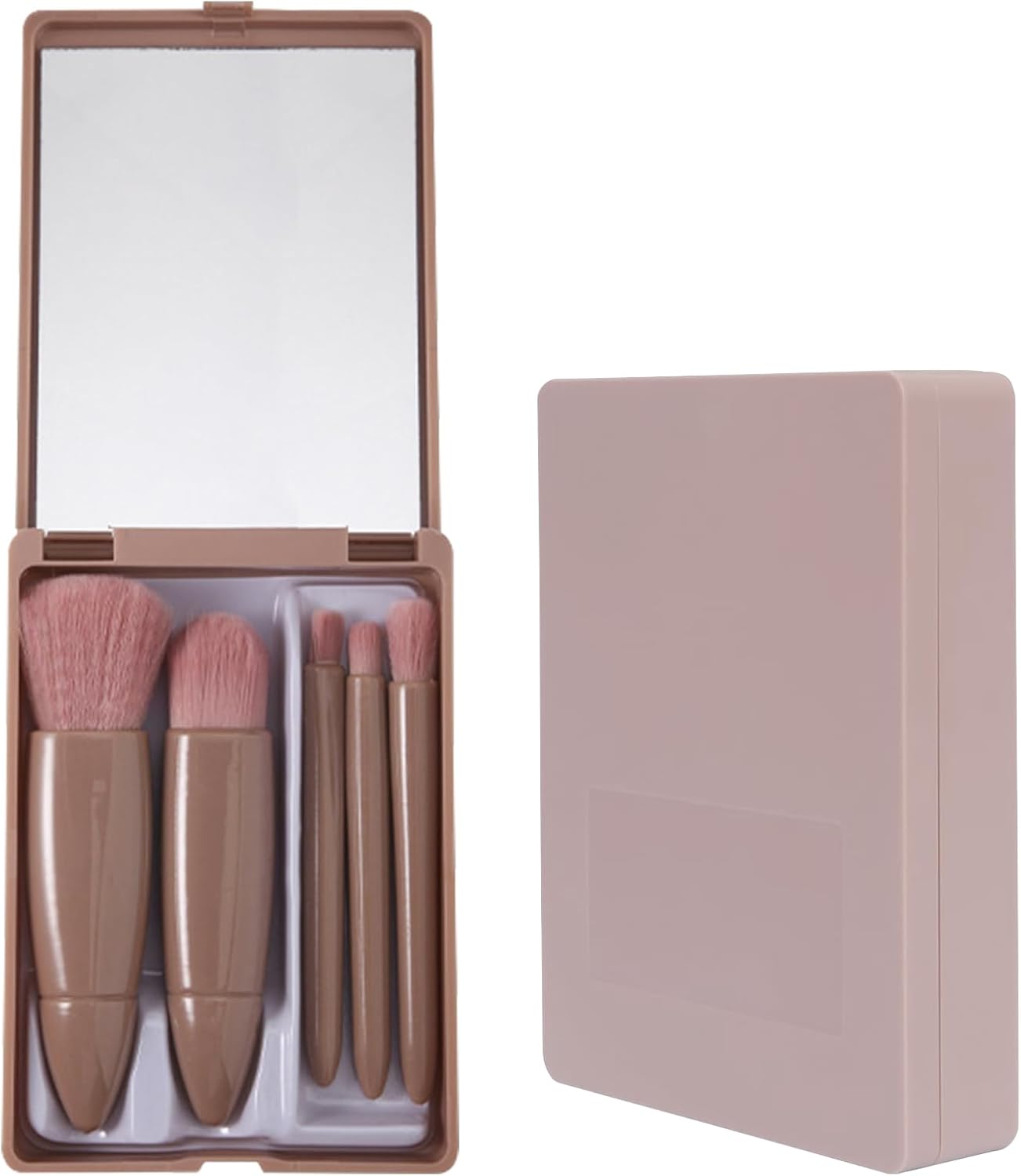 Mini pinceaux de maquillage de voyage : l'outil essentiel pour les passionnées de beauté Découvrez notre lot de 5 pinceaux portables avec étui et miroir, parfaits pour un maquillage impeccable, où que vous soyez !