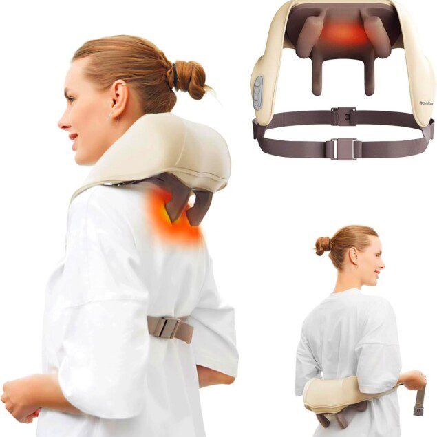 Massage relaxant : masseur de cou et d'épaules 5D pour soulager les douleurs Idéal pour maman et papa, avec fonction de chauffage pour un confort optimal