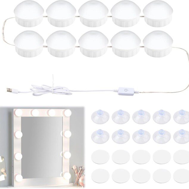 Luminaires LED de maquillage : 10 ampoules Hollywood pour une coiffeuse élégante et lumineuse