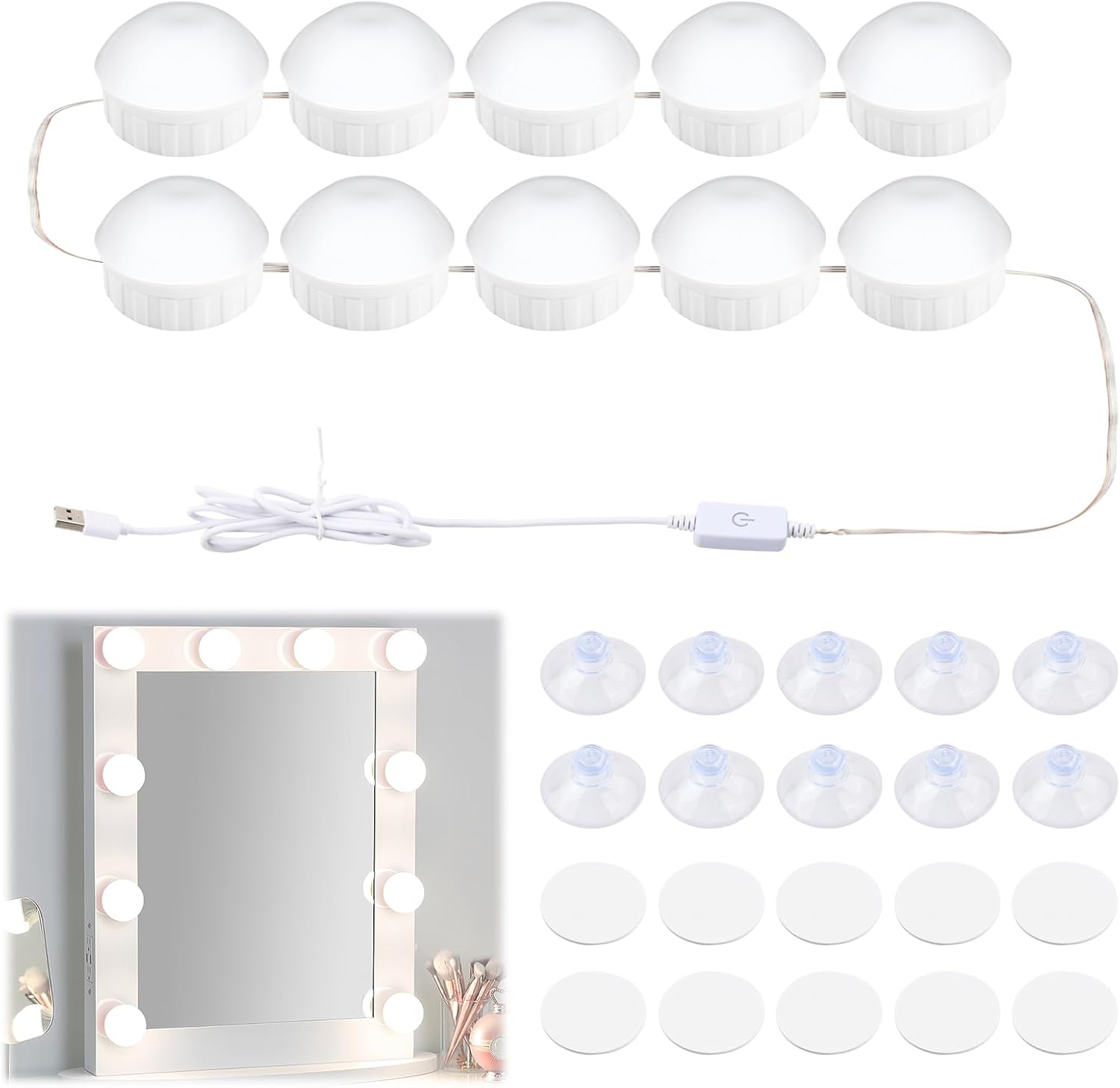 Luminaires LED de maquillage : 10 ampoules Hollywood pour une coiffeuse élégante et lumineuse