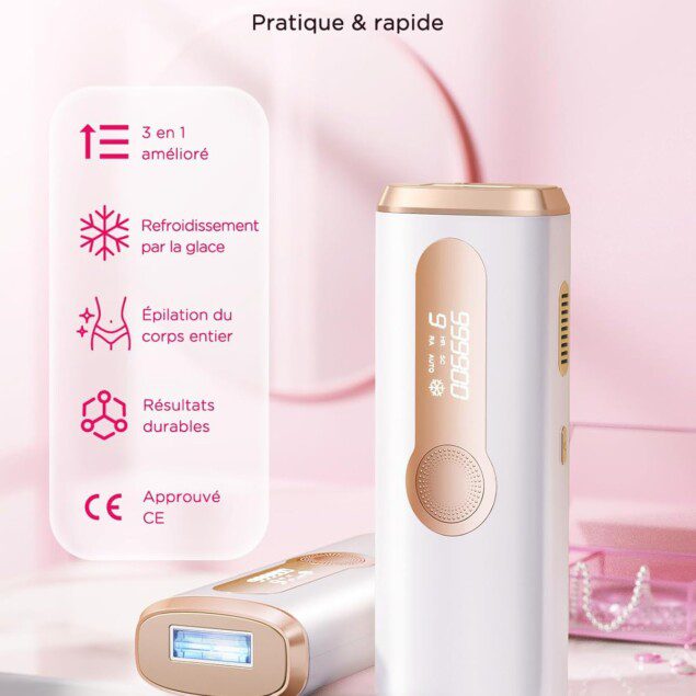 Épilateur lumière pulsée avec fonction de refroidissement : 999,900 flashes pour une épilation durable et confortable à domicile