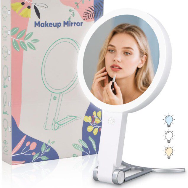 Miroir grossissant lumineux 30X/1X : le compagnon idéal pour un maquillage parfait Découvrez le miroir maquilleur pliable double face avec 64 LED, rechargeable et pratique pour les femmes en quête de précision, que ce soit à la maison, lors de vos voyages ou au bureau.