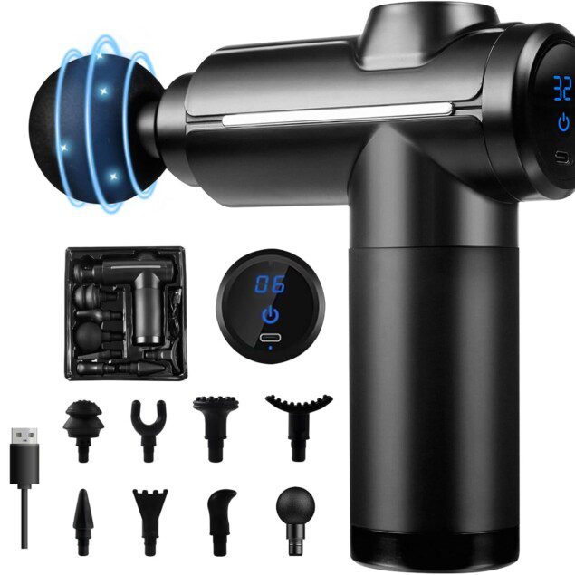 Pistolet de massage pour tissus profonds : relaxation ultime des épaules et du corps avec 32 vitesses et 8 têtes