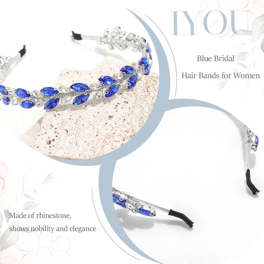 Serre-tête mariage bleu : couronne en strass pour sublimer votre coiffure de mariée – Image 2