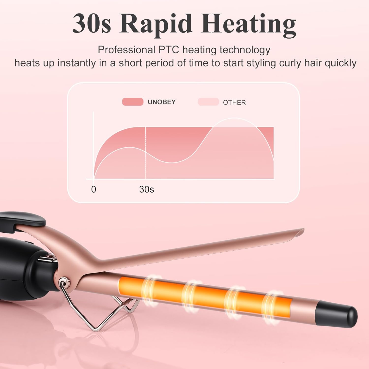 Boucleur à cheveux 13 mm : fer à boucler à pince pour ondulations naturelles et élégantes Chauffage homogène avec écran LCD 130-210°C, idéal pour tous types de cheveux – Image 3