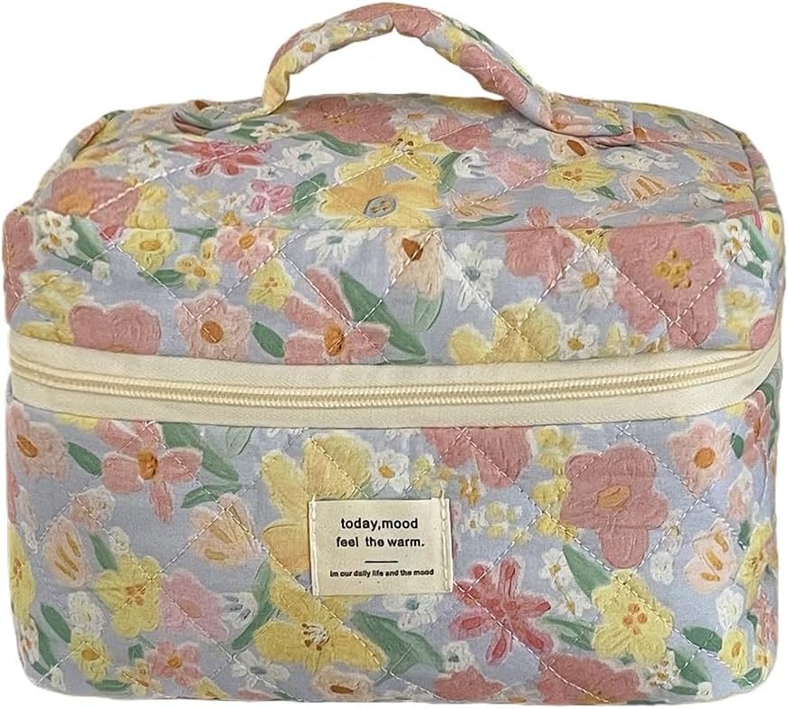 Trousse de toilette matelassée en coton doux : élégance et praticité pour les femmes en voyage