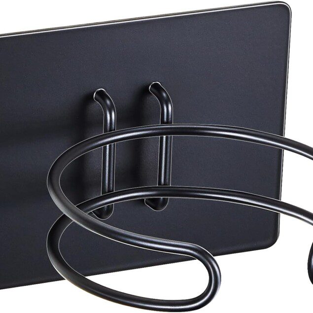 Support sèche cheveux mural sans perçage : rangement élégant en acier inoxydable pour un gain de place optimal