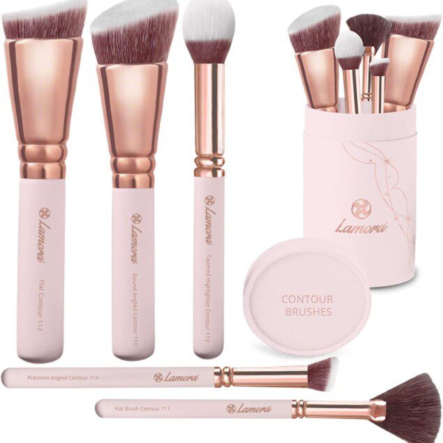Set de pinceaux maquillage teint : kit sculptant parfait pour le contouring et le polissage du visage   Idéal pour un mélange sans défaut de produits liquides, crèmes ou poudres