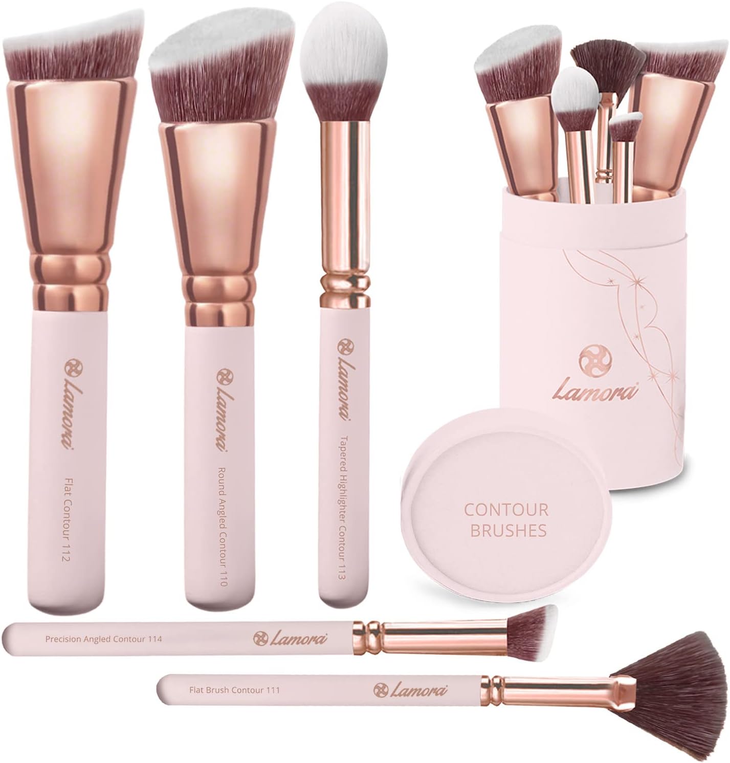 Set de pinceaux maquillage teint : kit sculptant parfait pour le contouring et le polissage du visage   Idéal pour un mélange sans défaut de produits liquides, crèmes ou poudres