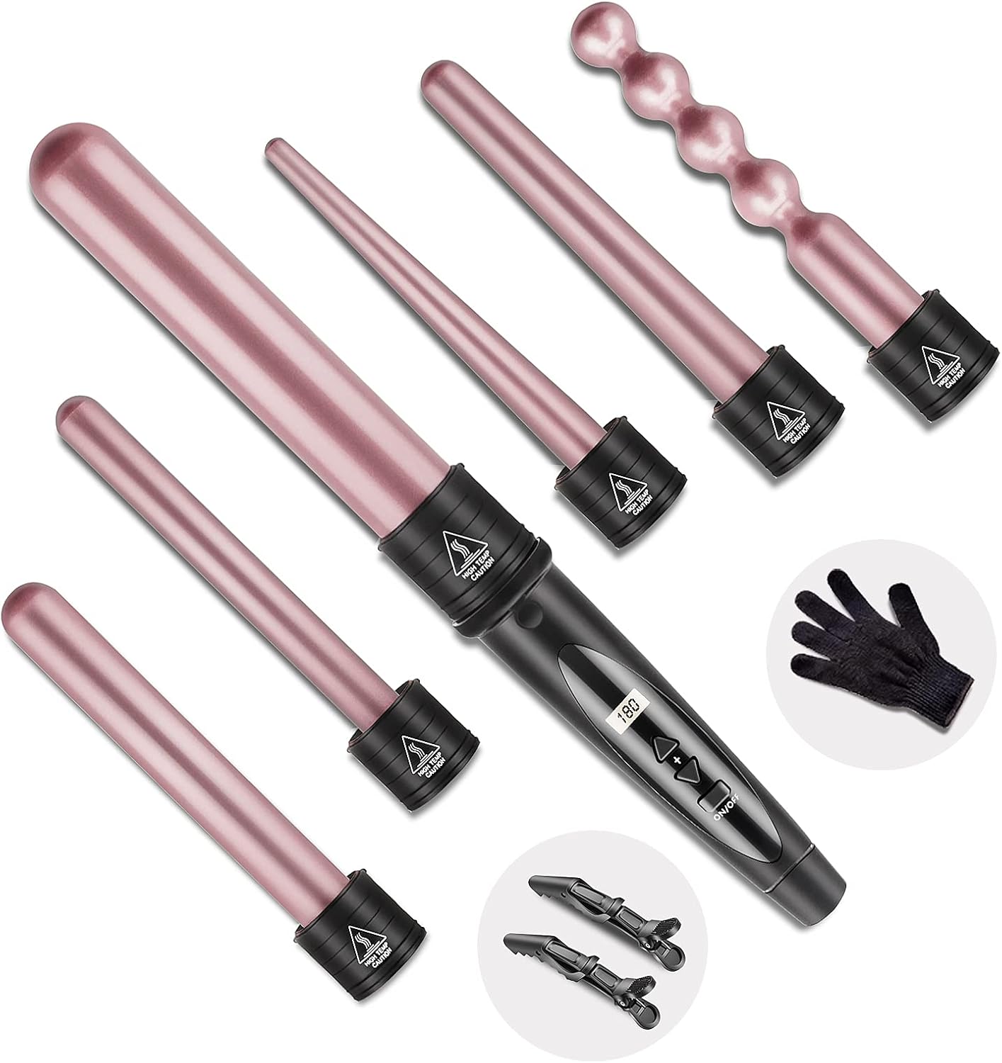 Fer à boucler 6 en 1 : l'outil idéal pour des coiffures élégantes et variées
Pour toutes les femmes en quête de boucles parfaites, ce fer à friser chauffant rapidement de 80 à 230℃ vous offre une expérience de coiffage personnalisée grâce à sa technologie avancée en céramique et son écran LCD. Transformez vos cheveux avec aisance et en toute sécurité grâce à son gant résistant à la chaleur.