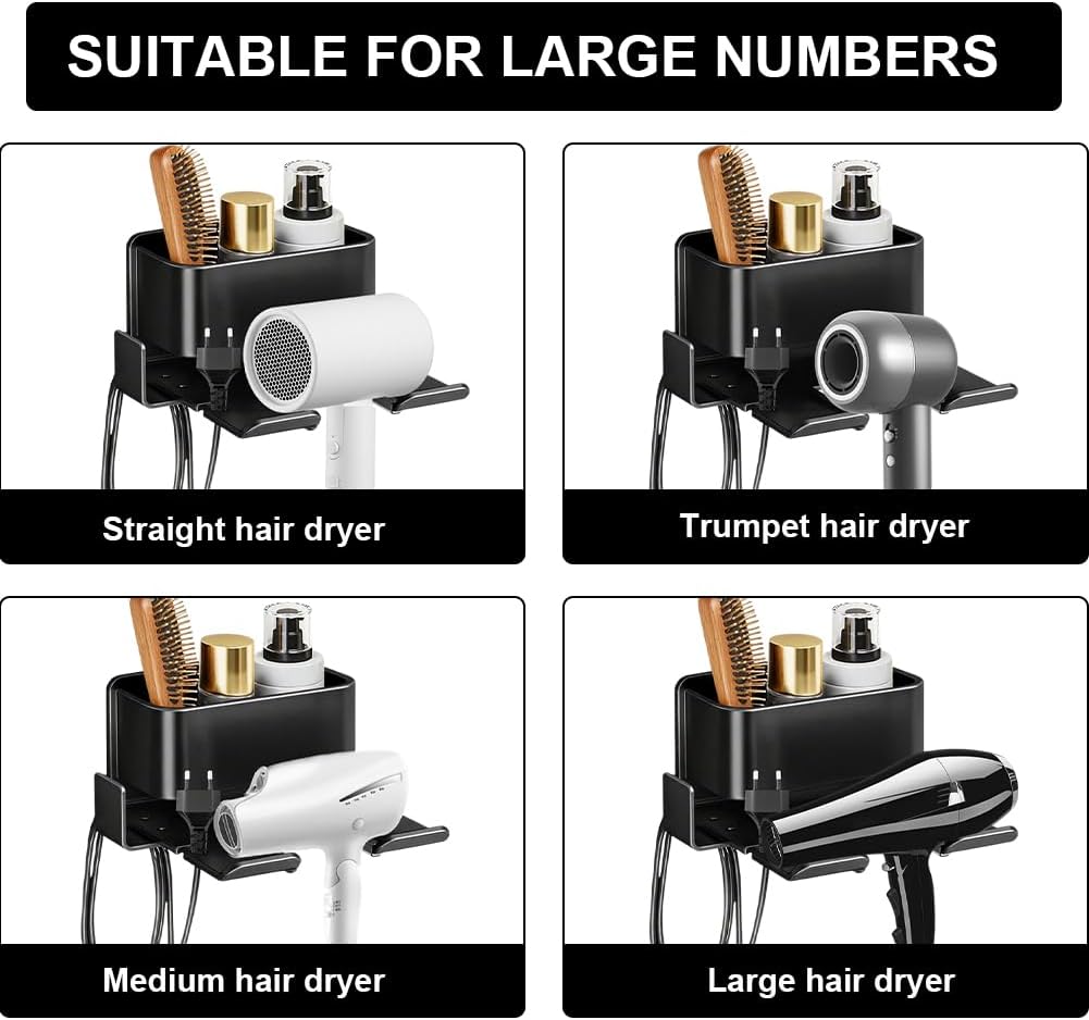 Support de sèche-cheveux sans perçage : pratique et élégant pour une salle de bain parfaitement organisée – Image 5