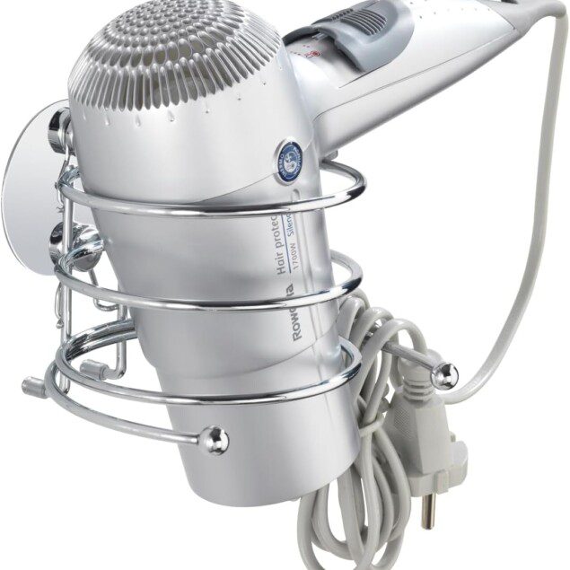 Porte sèche cheveux mural en acier inox : support pratique et élégant pour un rangement sans perçage