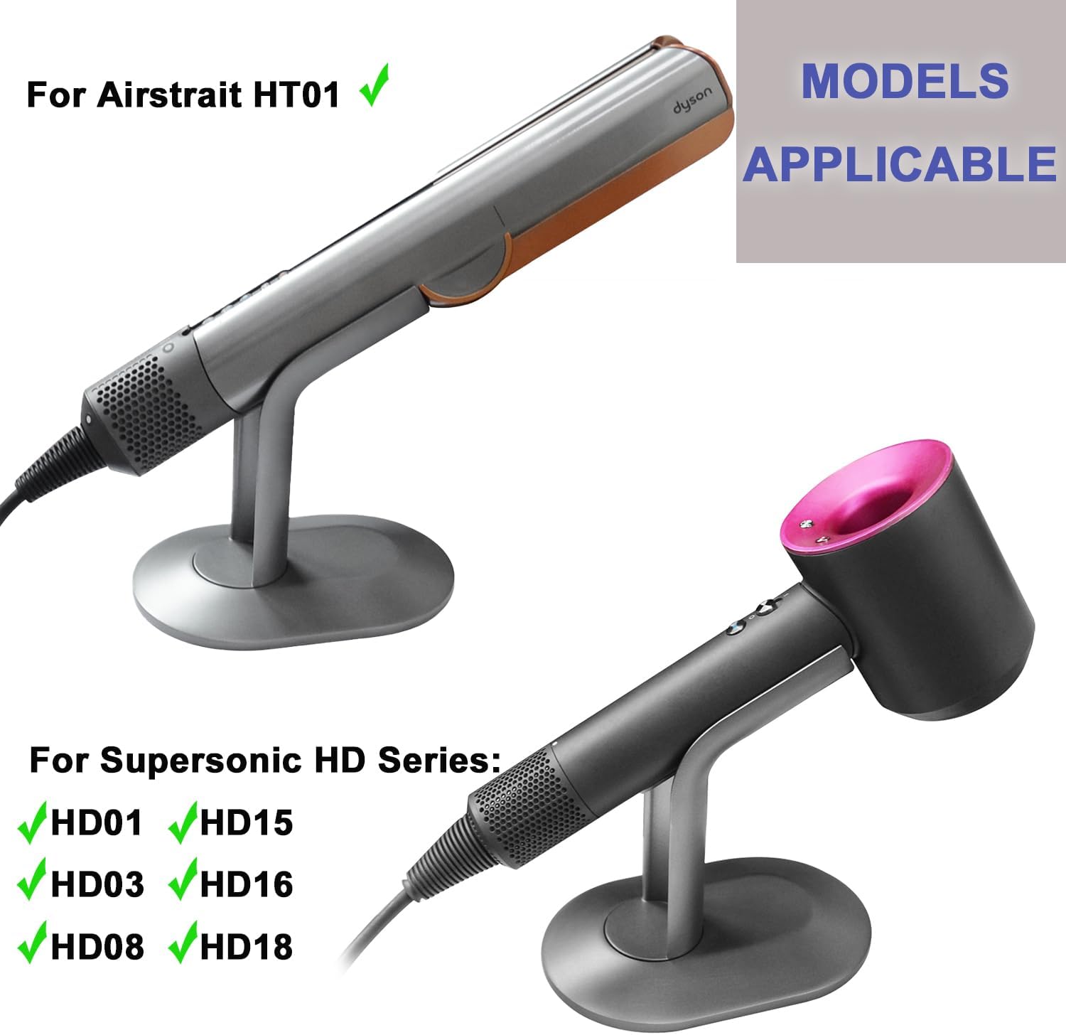 Support de fer à lisser en alliage d'aluminium pour les amoureux de coiffure : rangement élégant et pratique pour accessoires Dyson – Image 5