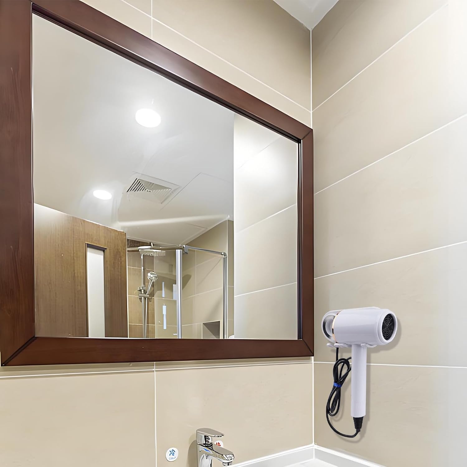 Support pour sèche-cheveux magnétique : une solution élégante et pratique pour tous Optimisez votre espace avec le porte-sèche-cheveux mural sans perçage, idéal pour un rangement soigné et rapide – Image 7