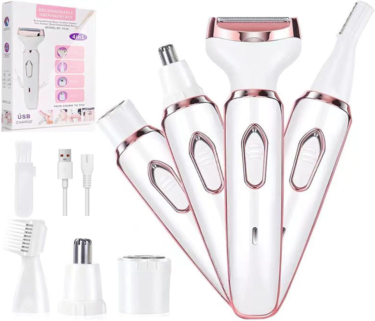 Rasoir électrique sans fil 4 en 1 : l'outil idéal pour les femmes souhaitant une épilation douce et efficace du visage et du corps