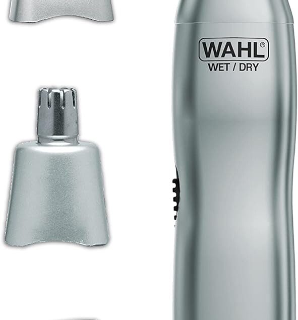 Tondeuse nez pour homme : coupe précise des sourcils, décolleté, nez et oreilles avec têtes interchangeables