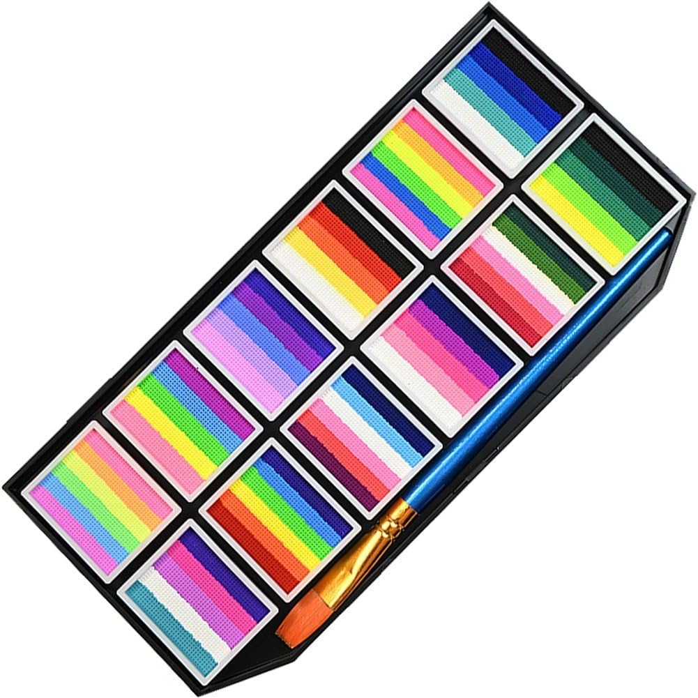 Palette de maquillage professionnelle arc-en-ciel : kit de maquillage non toxique pour enfants et adultes, idéal pour Halloween et les fêtes