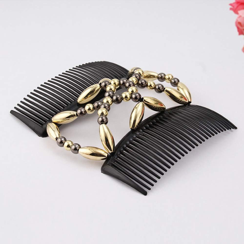 Peignes magiques pour femme : lot de 2 dorés et noirs à perles, l'accessoire ultime pour sublimer vos coiffures – Image 7