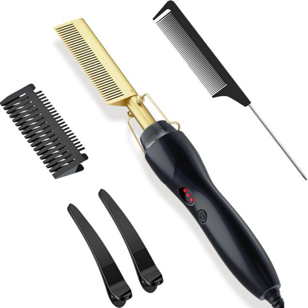 Peigne chauffant 2 en 1 : lissez vos cheveux et perruques facilement pour un style impeccable