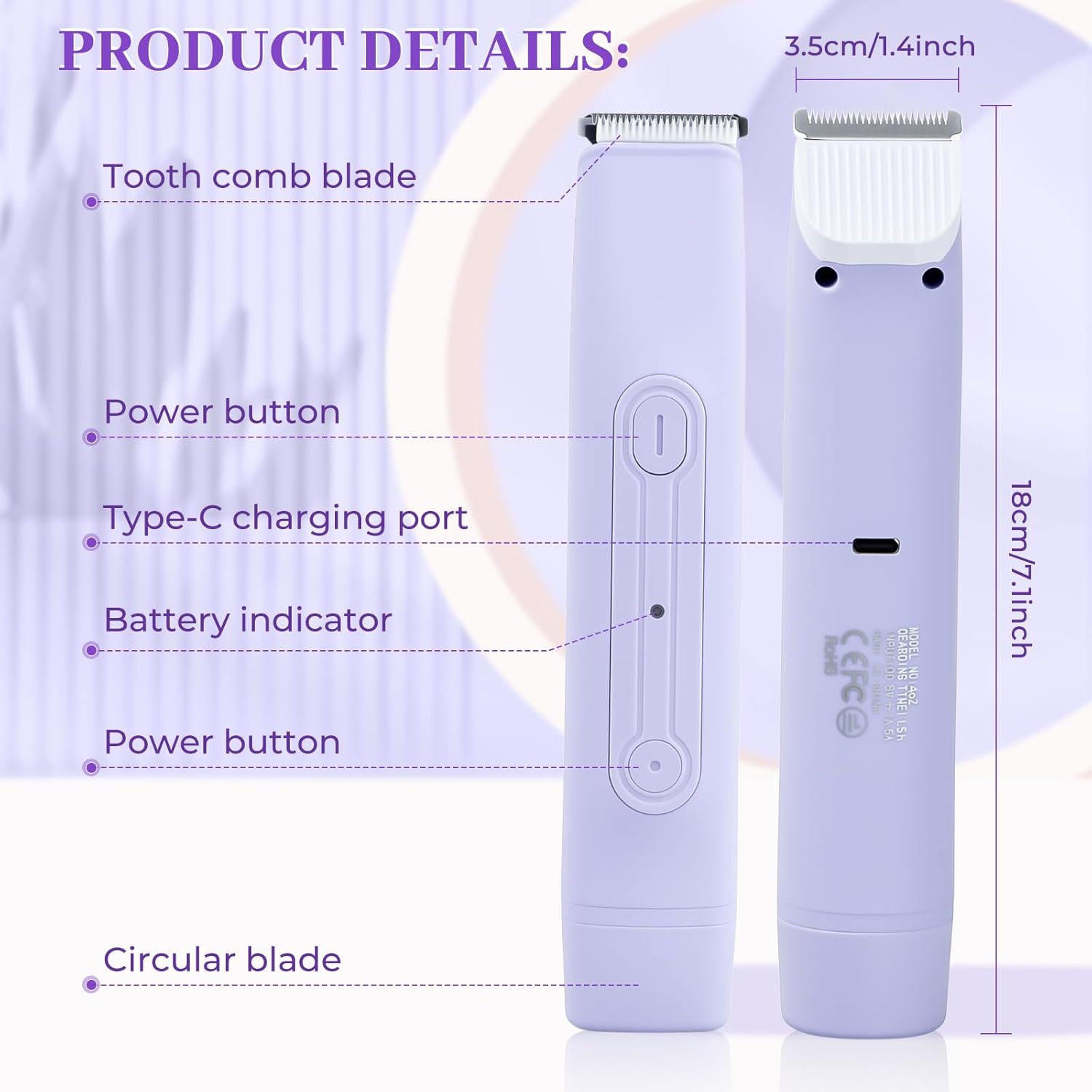 Rasoir Électrique 2 en 1 Lila pour Femmes - Épilation Douce et Pratique – Image 4