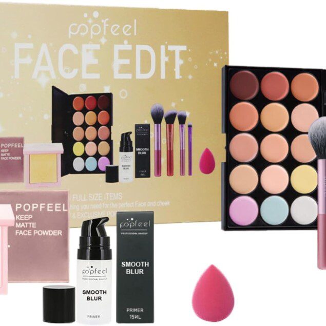 Coffret maquillage complet pour femme : le cadeau idéal de Noël avec ombres à paupières, rouge à lèvres et pinceaux