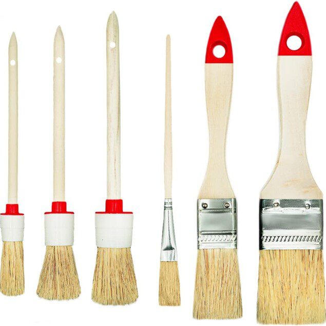M7 Set de 6 pinceaux pour travaux de peinture : une couverture uniforme avec poils naturels