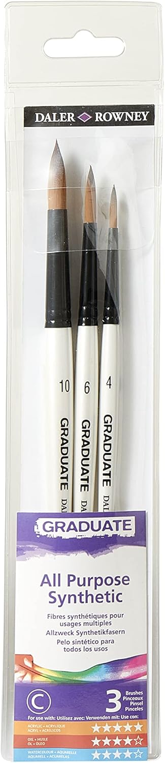 Pinceaux synthétiques ronds Daler Rowney Graduate : un set idéal pour les artistes en herbe