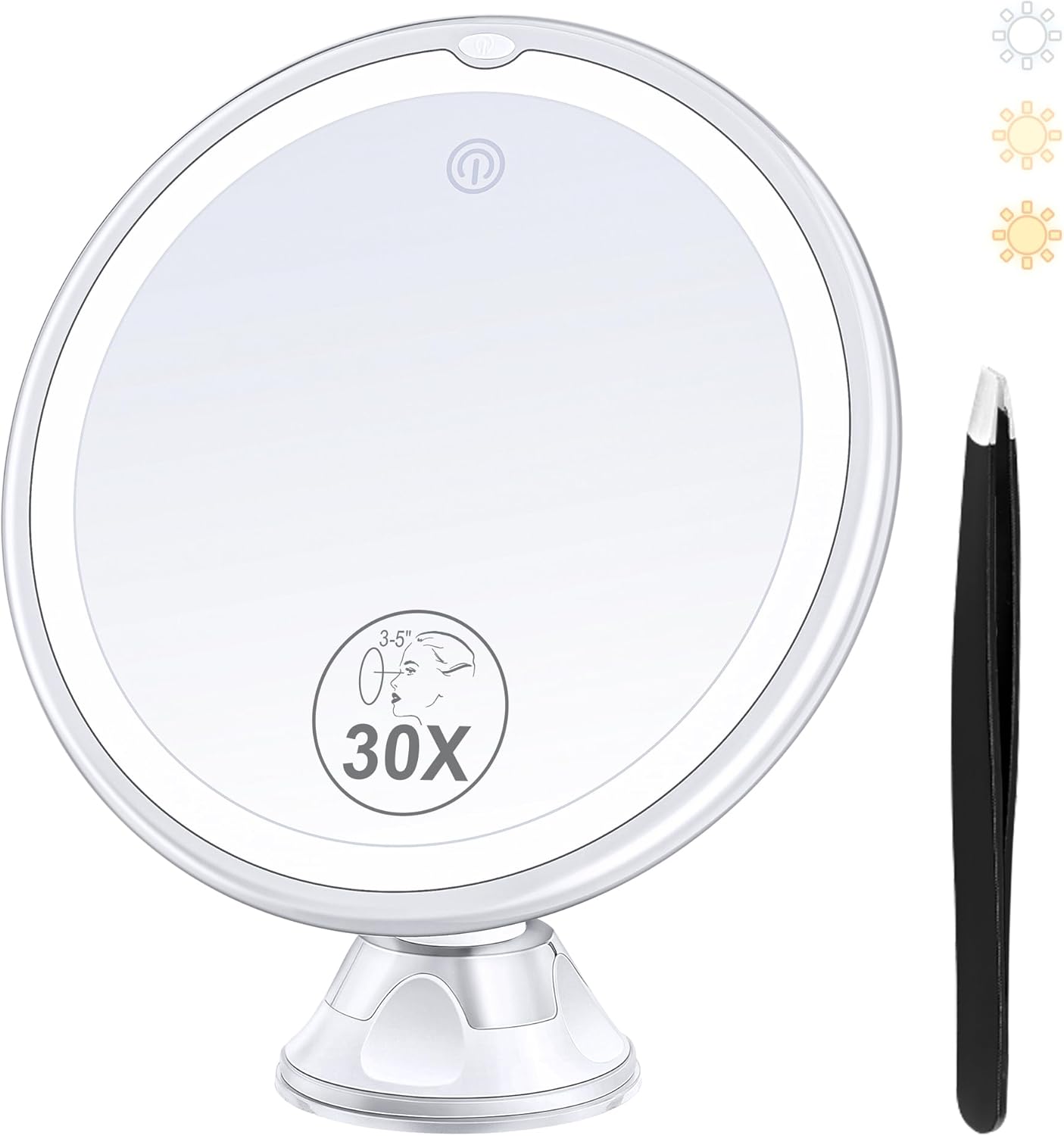 Miroir de maquillage grossissant 30X pour un maquillage parfait : lumière ajustable et 3 modes de couleurs pour sublimer votre beauté