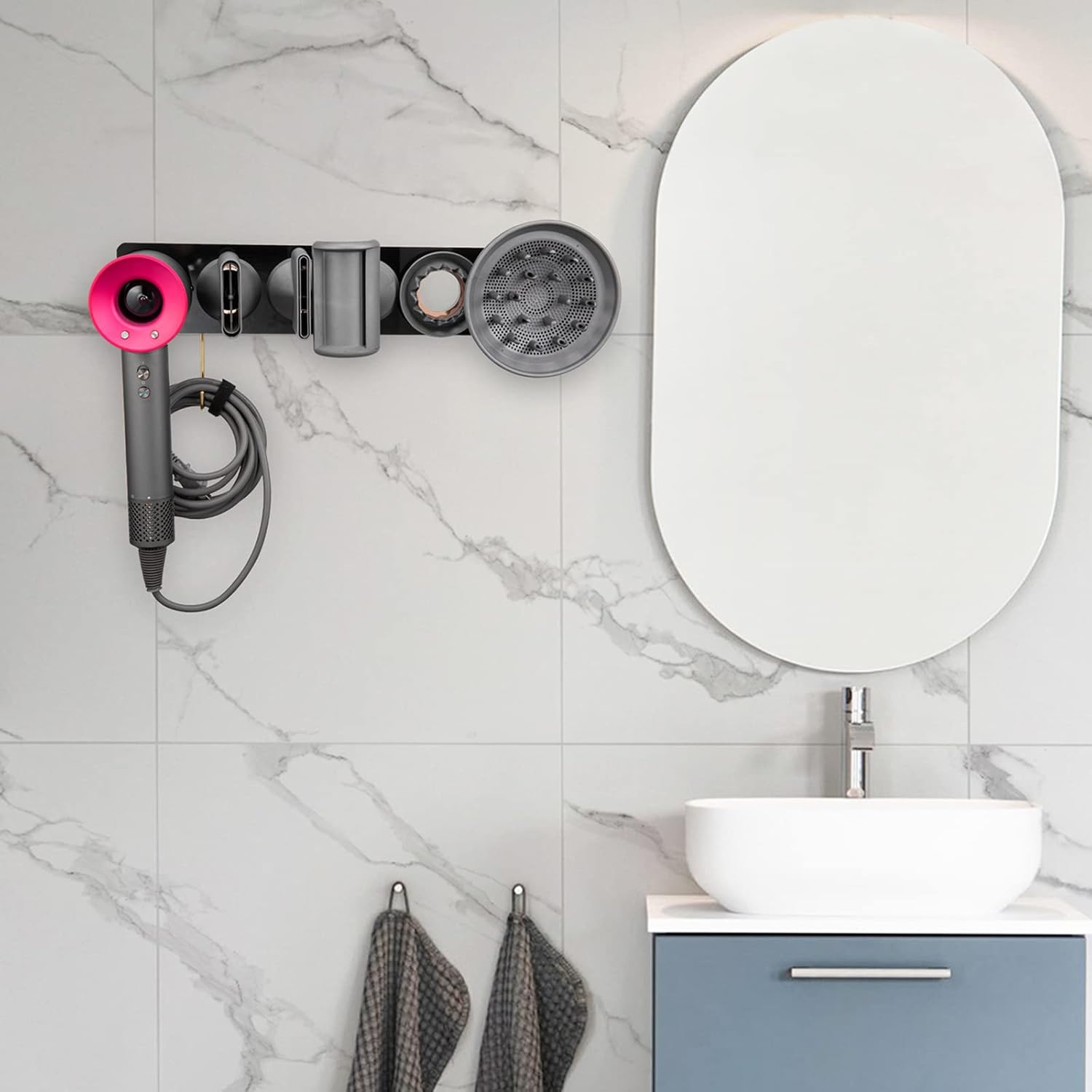 Support mural universel pour sèche-cheveux : solution idéale pour un rangement élégant et pratique à la maison – Image 5