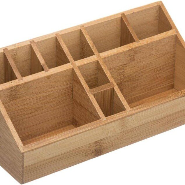 Organisateur en bambou naturel 23 x 9 cm : l'accessoire élégant pour un bureau zen et bien rangé
