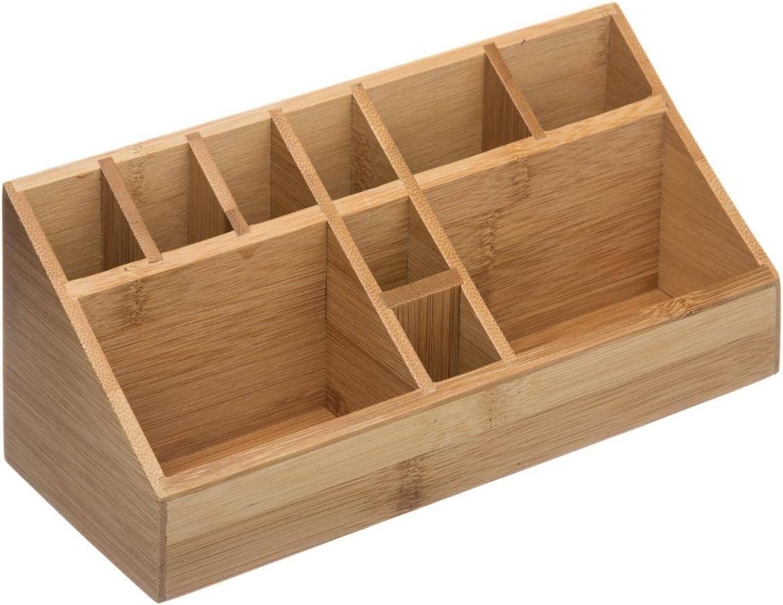 Organisateur en bambou naturel 23 x 9 cm : l'accessoire élégant pour un bureau zen et bien rangé