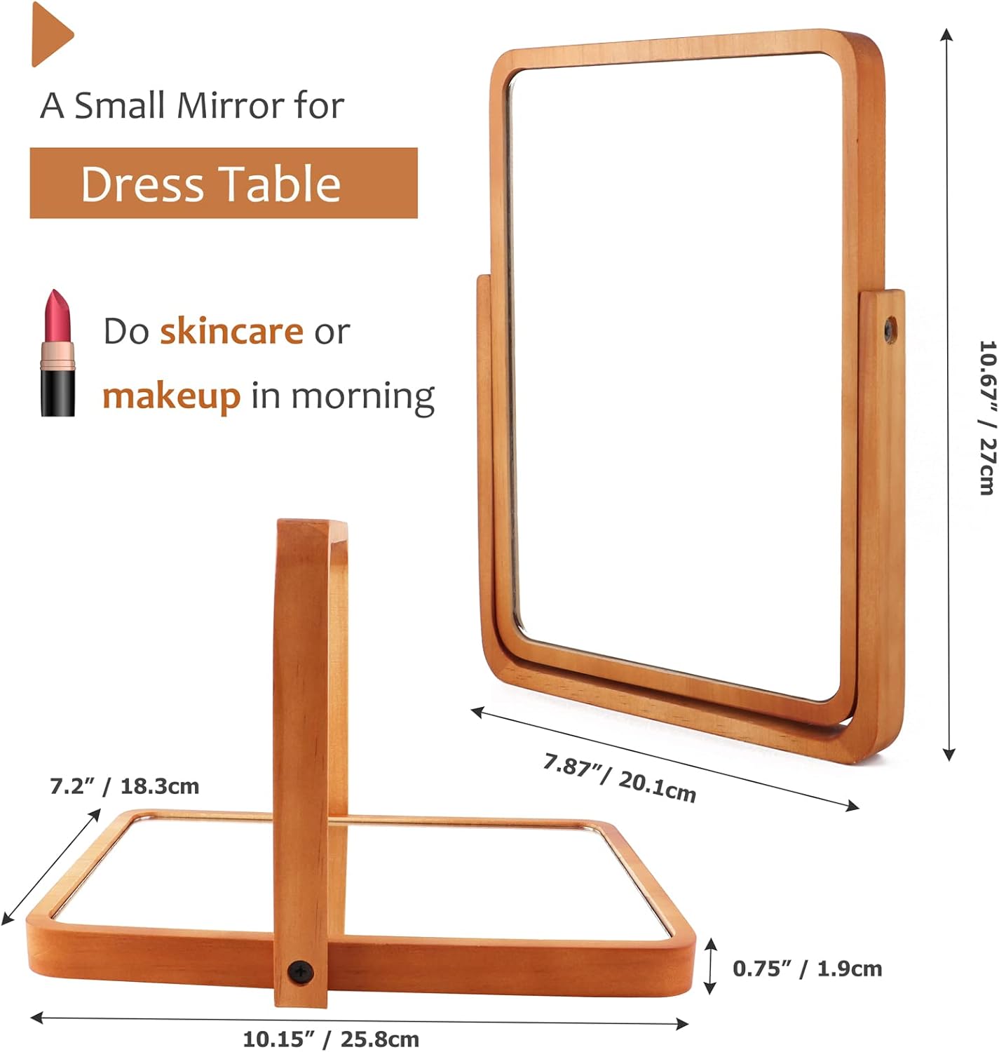 Miroir maquillage en bois pour les passionnées de beauté : un accessoire esthétique et pratique pour sublimer votre espace de travail – Image 4