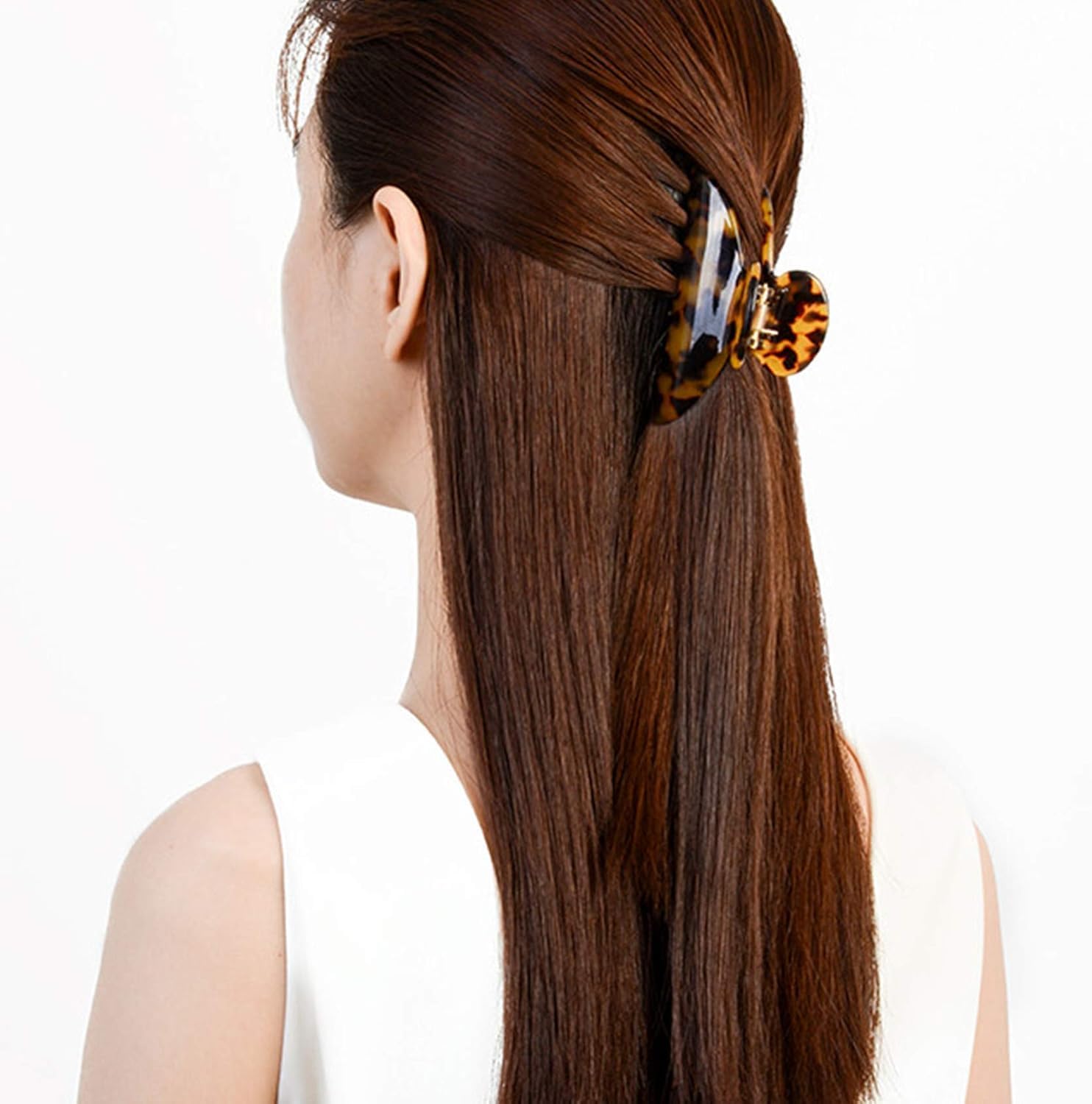 Pinces à cheveux résistantes : lot de 3 barrettes griffes en plastique noir et léopard pour femmes élégantes – Image 5