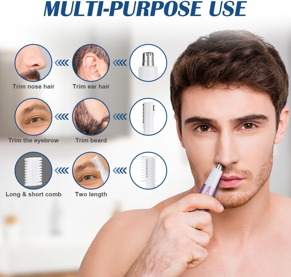 Tondeuse nez et sourcils 2 en 1 : l'outil idéal pour hommes et femmes Électrique, étanche et silencieuse pour un soin impeccable à domicile – Image 5