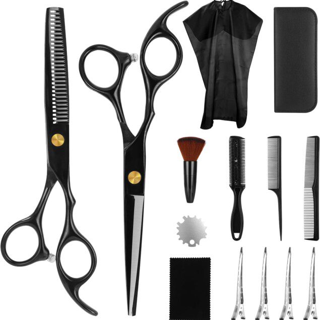 Kit de ciseaux de coiffure professionnel : 14 pièces précises et tranchantes pour coiffeurs, particuliers et enfants