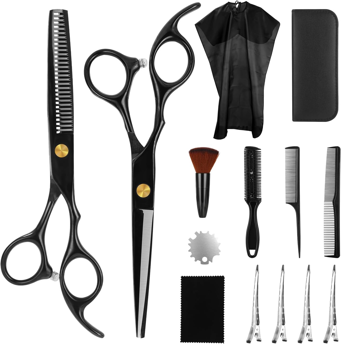 Kit de ciseaux de coiffure professionnel : 14 pièces précises et tranchantes pour coiffeurs, particuliers et enfants