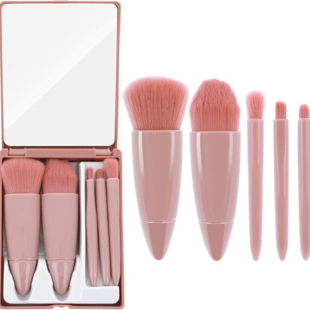 Ensemble de pinceaux de maquillage de voyage : 5 pièces pour un maquillage parfait en toute simplicité