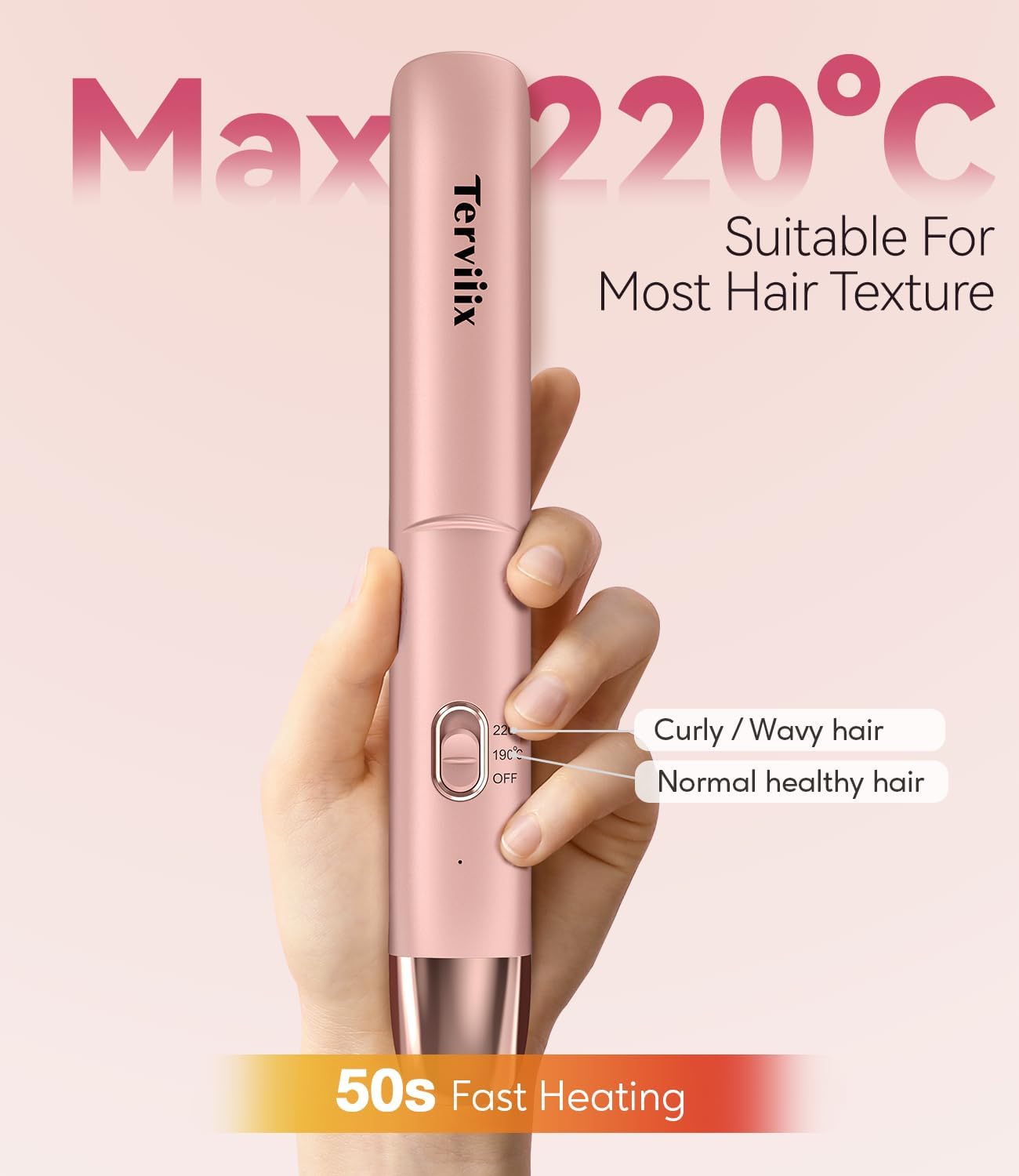 Portable lisseur sans fil : l'allié parfait pour les voyageuses en quête de style Mini lisseur 2 en 1 avec infusion d'huile d'argan, chauffage rapide en 50 secondes et batterie longue durée de 4500 mAh – Image 2