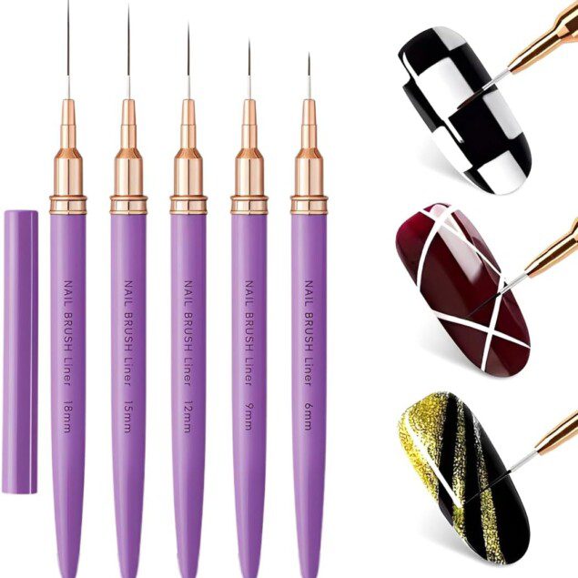Pinceaux fins pour nail art professionnel : 5 pièces idéales pour les passionnées de design d'ongles