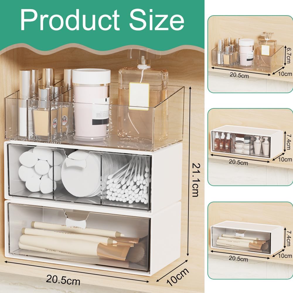 Boîte de rangement maquillage pour un rangement élégant : organisateur acrylique 3 étages, idéal pour chambre à coucher et salle de bain – Image 2