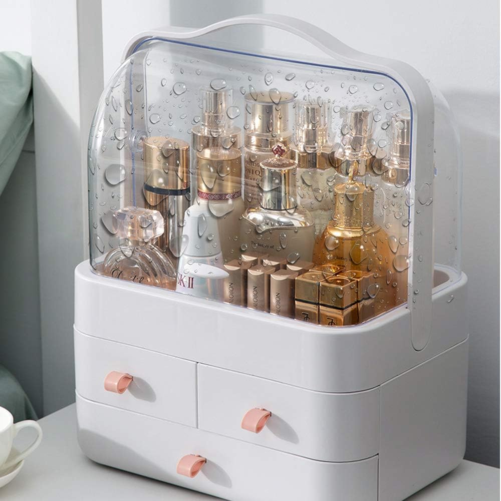 Rangement maquillage : organisateur avec tiroirs et couvercle transparent pour coiffeuse et salle de bain, idéal comme cadeau de Noël – Image 5