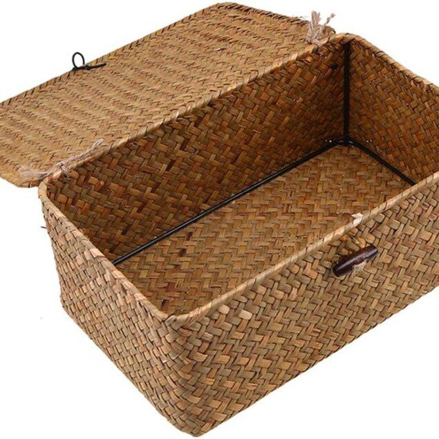Boîte de rangement en rotin tressé : l'organiseur idéal pour salle de bains, salon et cuisine Optimisez votre espace avec ce panier à linge élégant et pratique en taille M