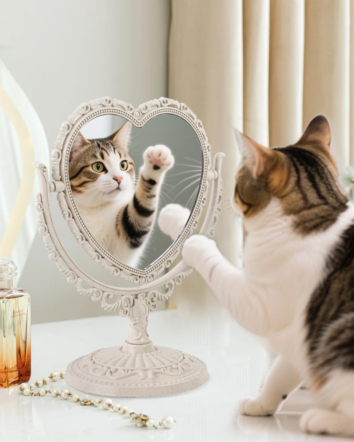 Miroir vintage en forme de cœur : l'élégance parfaite pour votre bureau et votre chambre coquette – Image 7