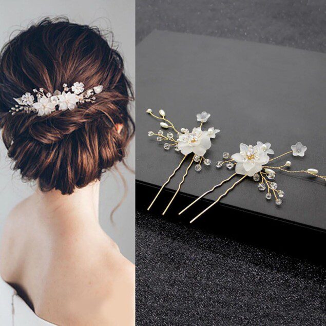 Accessoires de mariage : épingles à cheveux en perles pour une coiffure élégante et romantique