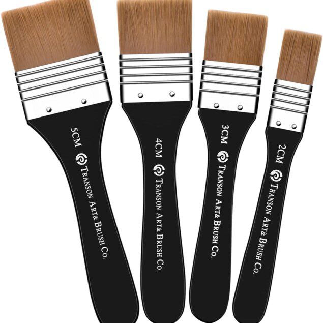 Pinceaux peinture grand plat : set d'artistes pour la peinture acrylique, huile, gouache et aquarelle   Idéal pour les artistes en quête de précision et de créativité