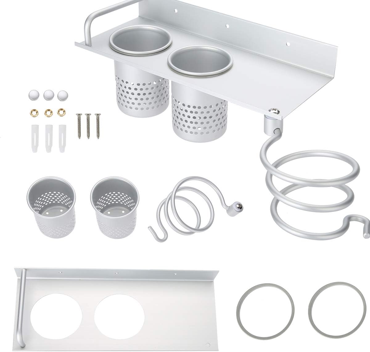 Porte sèche cheveux mural en aluminium : un support élégant pour votre salle de bain Idéal pour les hôtels et les chambres à coucher, il garde vos appareils bien rangés et accessibles – Image 4