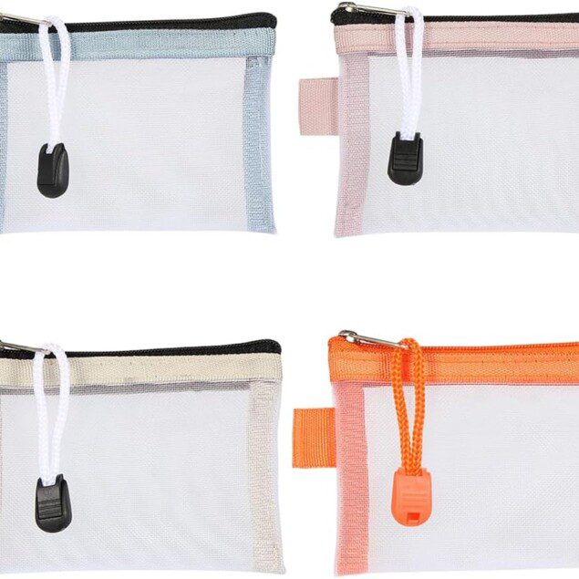 Petite trousse de toilette en mesh : 4 pièces idéales pour les voyages et le rangement de maquillage