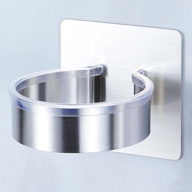 Support Sèche-Cheveux Mural en Acier Inoxydable   Porte Sèche-Cheveux Sans Perçage pour Salle de Bain  