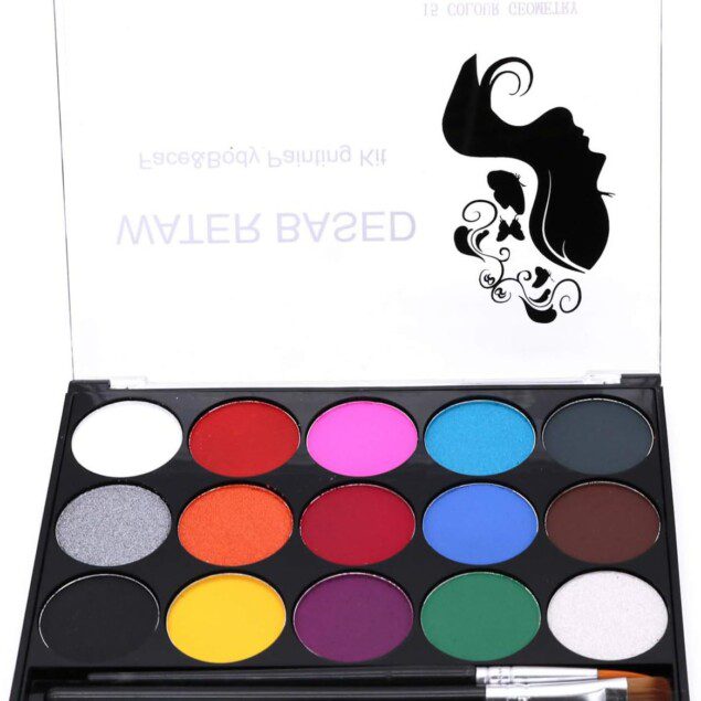 Palette professionnelle de peinture pour le visage : kit non toxique de 15 couleurs pour enfants, idéal pour spectacles, Halloween et cosplay