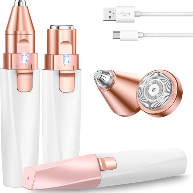 Rasoir Électrique Femme 2-en-1 - Épilateur Doux avec LED   Pour lèvres, menton, joues et sourcils - Confort et précision